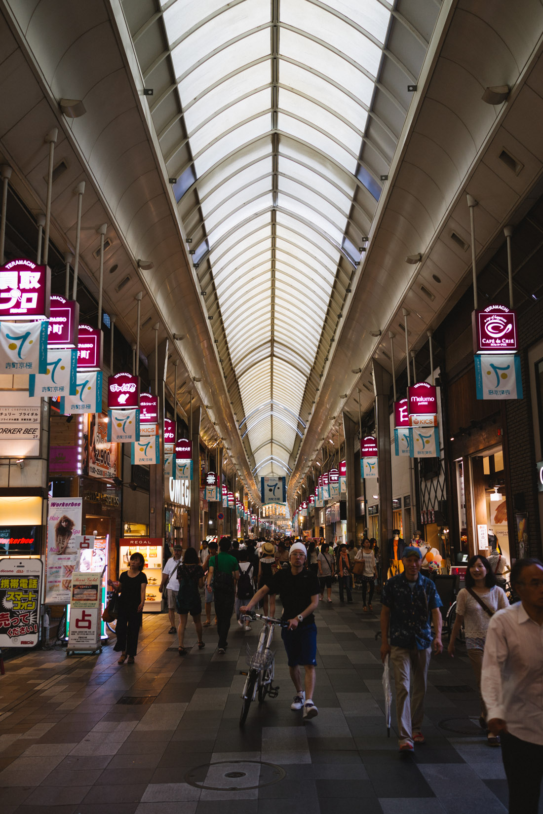 Kyoto's covered market and shops area.